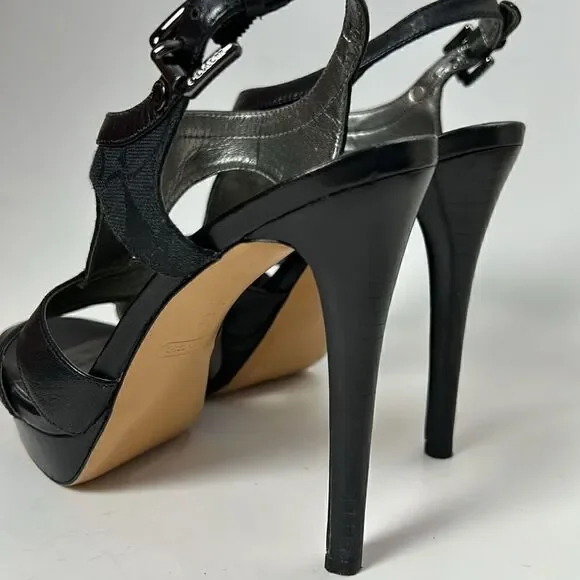 Coach Dita Semi Mat Calf Black Sandal - Size 7.5 black heels signature - Picture 9 of 10
